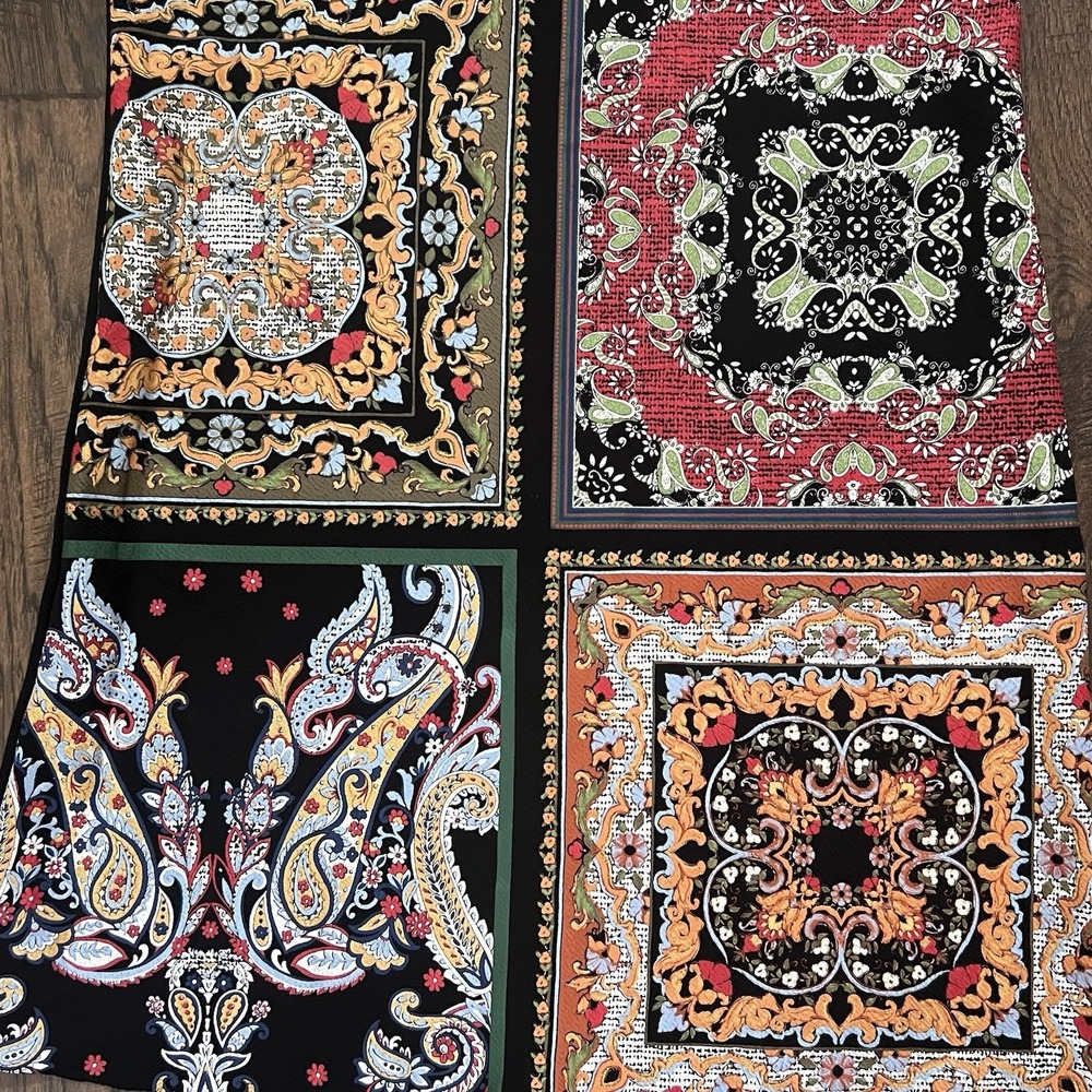 Zara Basic Patchwork Printed Black Midi Dress 3/4… - image 3